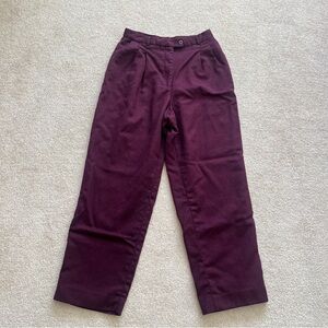 Vintage Liz Claiborne Burgundy Pleated Trousers, Wool, Made Italy, Size 10, 90s